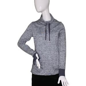 Apana Tie Mock Neck Sweatshirt Thumb Holes Front Pockets Size S (marled lilac)